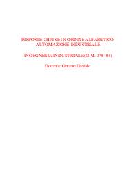 Risposte domande chiuse in ordine alfabetico automazione industriale AGGIORNATE 2024