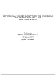 Risposte domande chiuse diritto processuale penale aggiornate 2024
