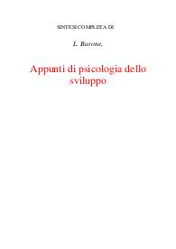 Appunti di psicologia dello sviluppo Barone
