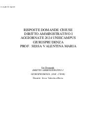 Risposte domande chiuse diritto amministrativo I aggiornate 2024 uniecampus prof. Sessa