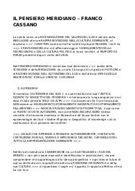 Riassunto del libro Il pensiero meridiano di Franco Cassano