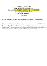 PANIERE COMPLETO 2025 Quiz + Aperte Progettazione di Macchine Prof. Cioccolanti