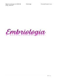 Riassunti fondamentali di Embriologia