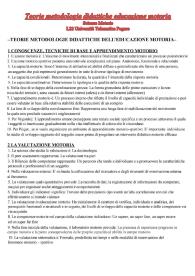 Teorie metodologie didattiche educazione motoria - Scienze Motorie - L22 Università Telematica Pegaso.