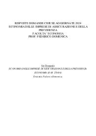 Risposte domande chiuse economia delle imprese di assicurazione e previdenza aggiornate 2024 uniecampus