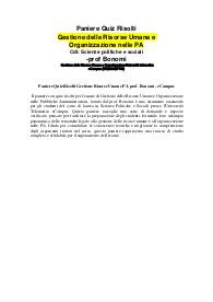 Paniere Quiz Risolti Gestione Risorse Umane PA prof. Bonomi - eCampus