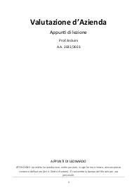 Valutazione D'azienda - Prof Arduini