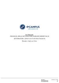 Paniere di FILOLOGIA DELLE LETTERATURE ROMANZE MEDIEVALI B, Prof ANDREOSE, ECAMPUS - Chiuse + Aperte AGG 2021