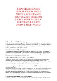 Risposte domande aperte storia della musica aggiornate 2023 uniecampus