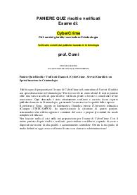 PANIERE QUIZ risolti e verificati Esame di: CyberCrime prof Comi - uniecampus