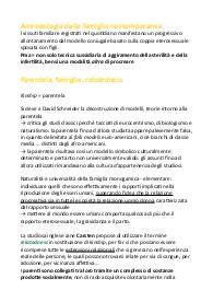 Riassunto di Antropologia delle famiglie contemporanee