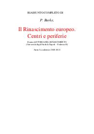 P. Burke, Il Rinascimento europeo. Centri e periferie. Storia moderna