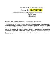 PANIERE QUIZ RISOLTI 2025 Esame di Geometria Prof. Nuara eCampus