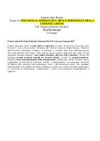 Paniere Quiz Psicologia Fisiologica Emozioni Prof. De Giorgio
