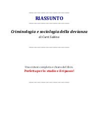 Riassunto del libro: "Criminologia e sociologia della devianza" di Curti Sabina