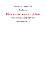 D. Rodrik, Dirla tutta sul mercato globale. Sintesi