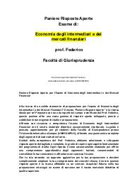 Economia degli intermediari e dei mercati finanziari prof. Federico risp. aperte