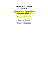 Organizzazione e gestione del personale nelle P.A Cdl: scienze politiche e sociali prof.ssa Bonomi
