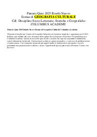 Paniere Quiz 2025 Risolti Nuovo Esame di Geografia Culturale Columbus Academy
