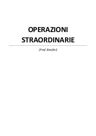 Appunti lezioni di Operazioni Straordinarie