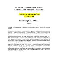 Esame di Lingua e Traduzione Inglese 1A -prof Pasquali- Paniere Completo di Domande Aperte-