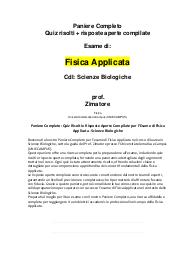 Paniere Completo: Quiz Risolti e Risposte Aperte Compilate per l'Esame di Fisica Applicata -Zimatore