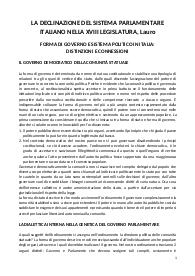 riassunto LA DECLINAZIONE DEL SISTEMA PARLAMENTARE ITALIANO NELLA XVIII LEGISLATURA di Lauro
