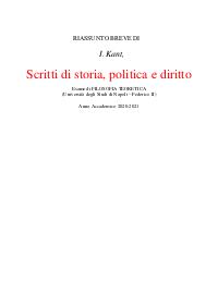 I. Kant, Scritti di storia, politica e diritto
