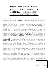 METODOLOGIA DELLA RICERCA PSICOLOGICA - LEZIONE INTRODUTTIVA (ANNO ACCADEMICO 2023/2024)2023/2024)