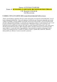 Paniere AUTOVALUTAZIONE Esame di: ECONOMIA E GESTIONE DEI SISTEMI INDUSTRIALI -unimercatorum