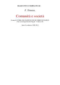 F. Tönnies, Comunità e società