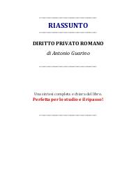 Riassunto del libro: "Diritto privato romano" di Antonio Guarino