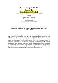 Quiz Risolti Sociologia della Moda 1 - Design e Moda, Prof.ssa Cereda, UNIECAMPUS