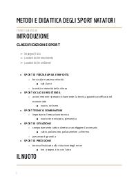 Appunti di metodi e didattica degli sport natatori