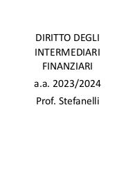 Diritto degli Intermediari Finanziari - prof.Stefanelli UNIBO a.a.2023/2024