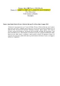 Paniere Quiz Risolti Diritto Privato e Diritto di Internet Prof. Bracchini eCampus 2024