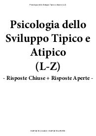 Psicologia dello Sviluppo Tipico e Atipico (L-Z) - Paniere eCampus
