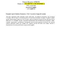 Domande Aperte Statistica Economica – Prof. Coccarda | eCampus Economia