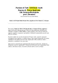 Paniere di 230 Quiz Risolti Esame Fisica Applicata | Prof. Zimatore | eCampus