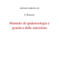 Manuale di epidemiologia e genetica della nutrizione