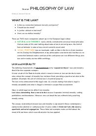PHILOSOPHY OF LAW - from Greece to the 20th century